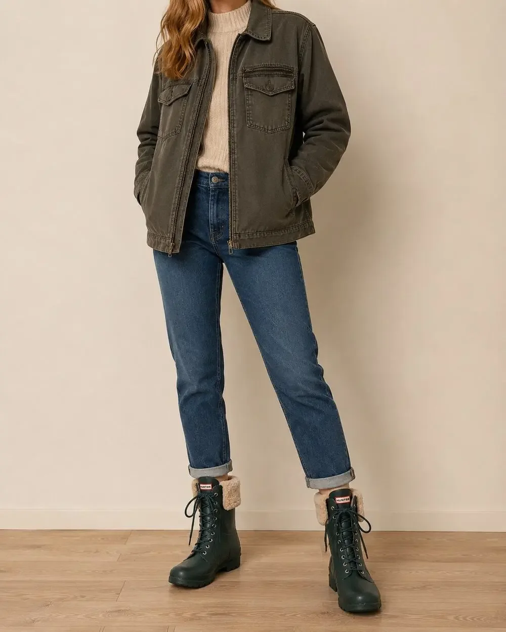Hunter Adley Lace-Up Waterproof Boots – Forest Green (Women’s 9)